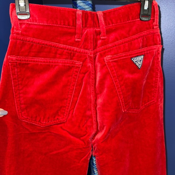 Guess - Vintage Vibrant Red Velvet Pants Size 29/8 - Picture 12 of 15